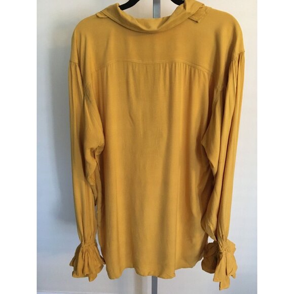 Pirate Dressing Costume Shirt Gold Halloween Renaissance Fest Ruffle Collar L - Picture 7 of 10